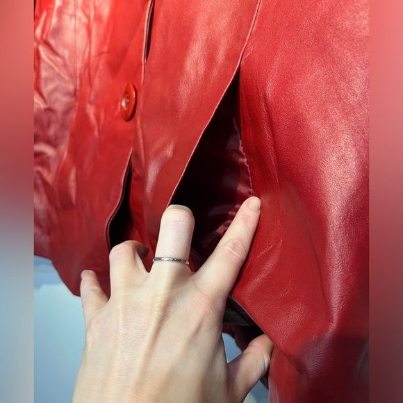 Neiman Marcus NWOT Vintage Short Red Cape Style Leather Jacket Sz XL Y2K - Picture 8 of 14